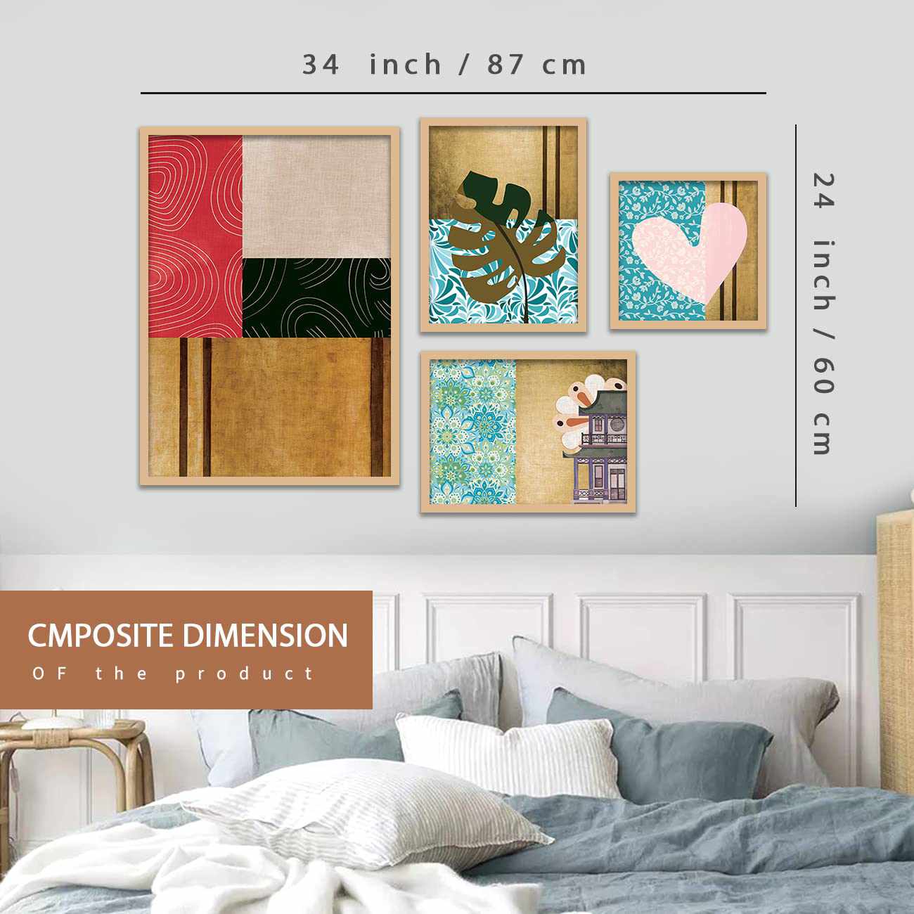 Paintings Set of 4 Framed Paintings for Wall Decoration-Kotart