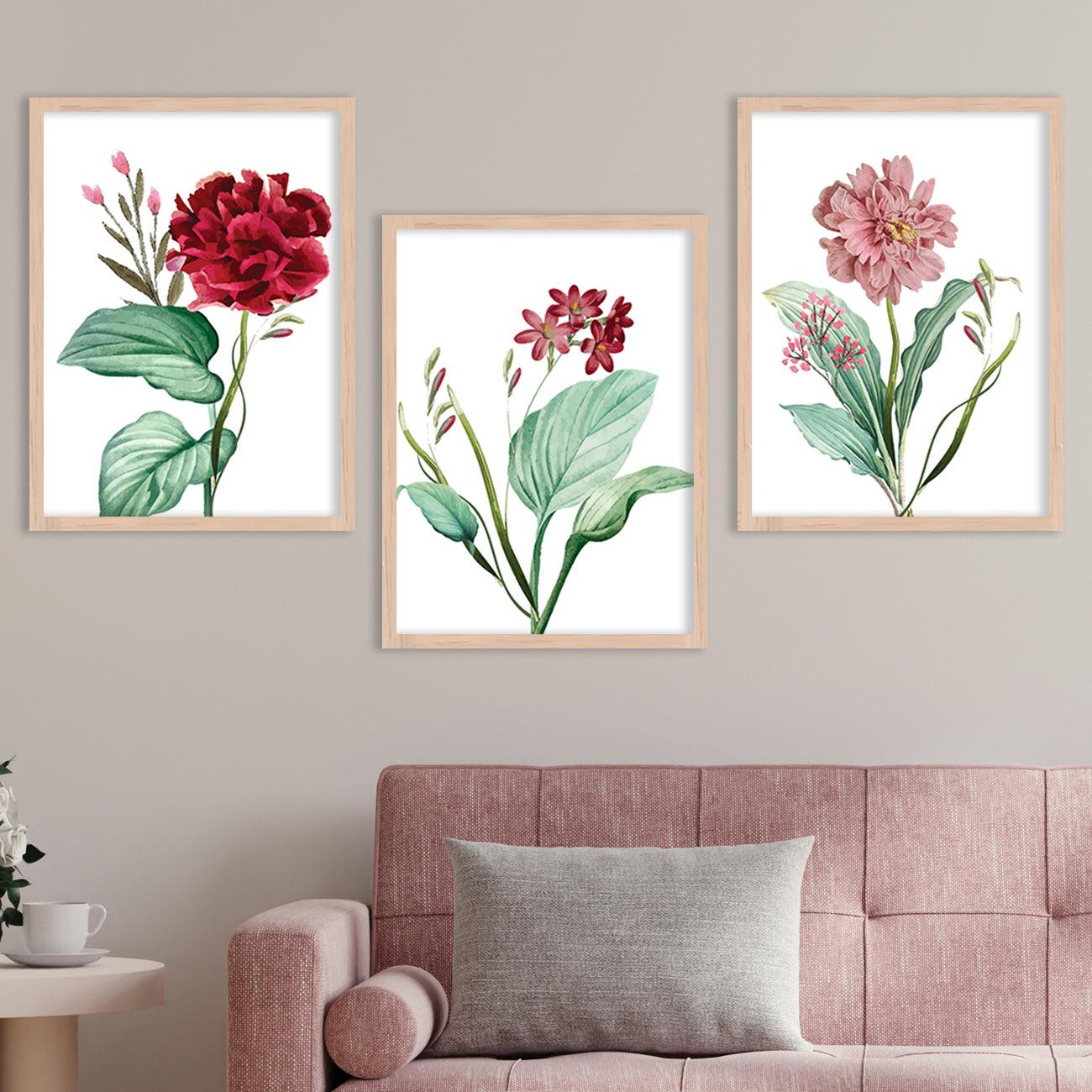 Pink & Red Floral Fever - Contemporary Floral Theme Framed Wall Art-Kotart