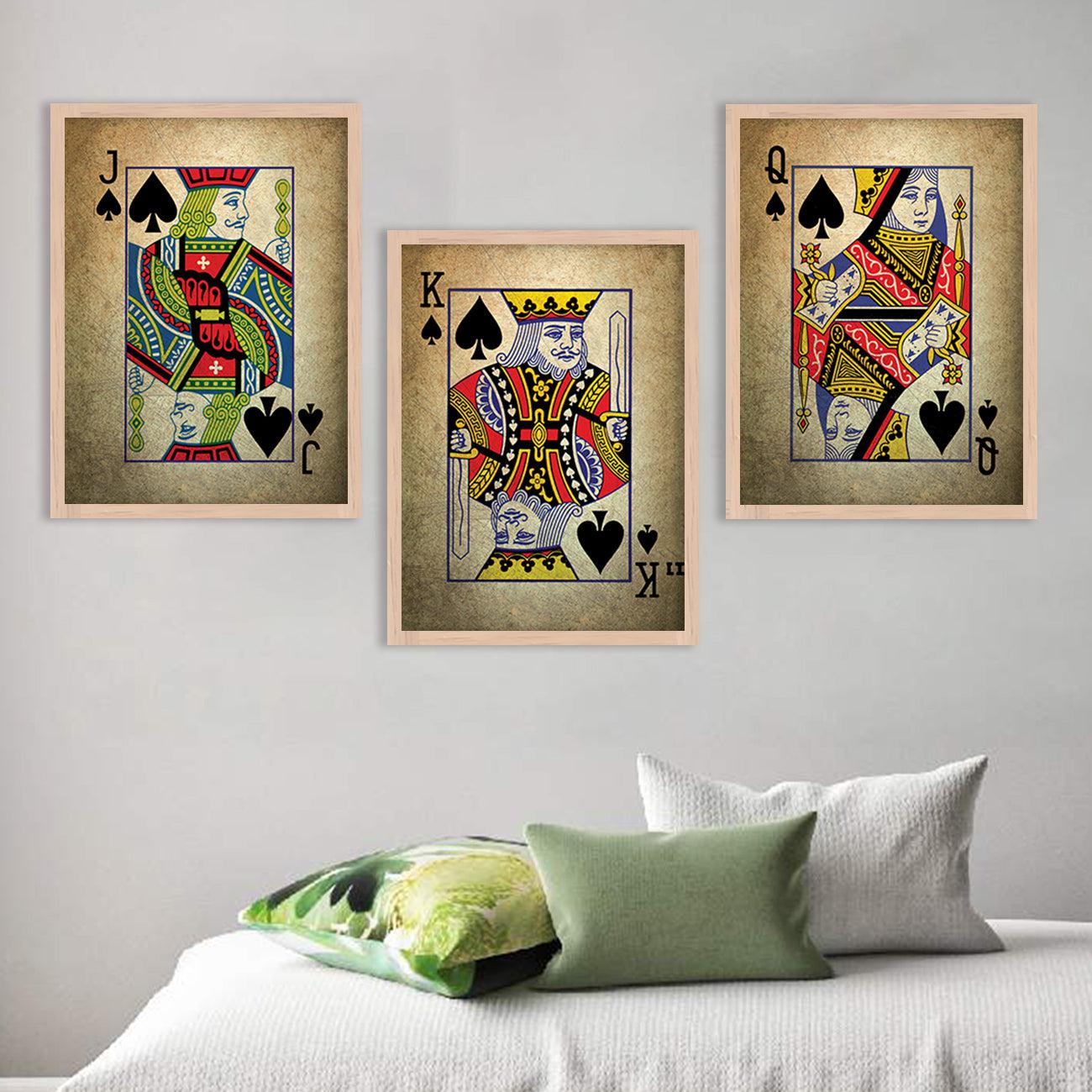 Poker Cards Vintage Theme Art Framed Wall Posters / Paintings for Bedroom with Frame-Kotart