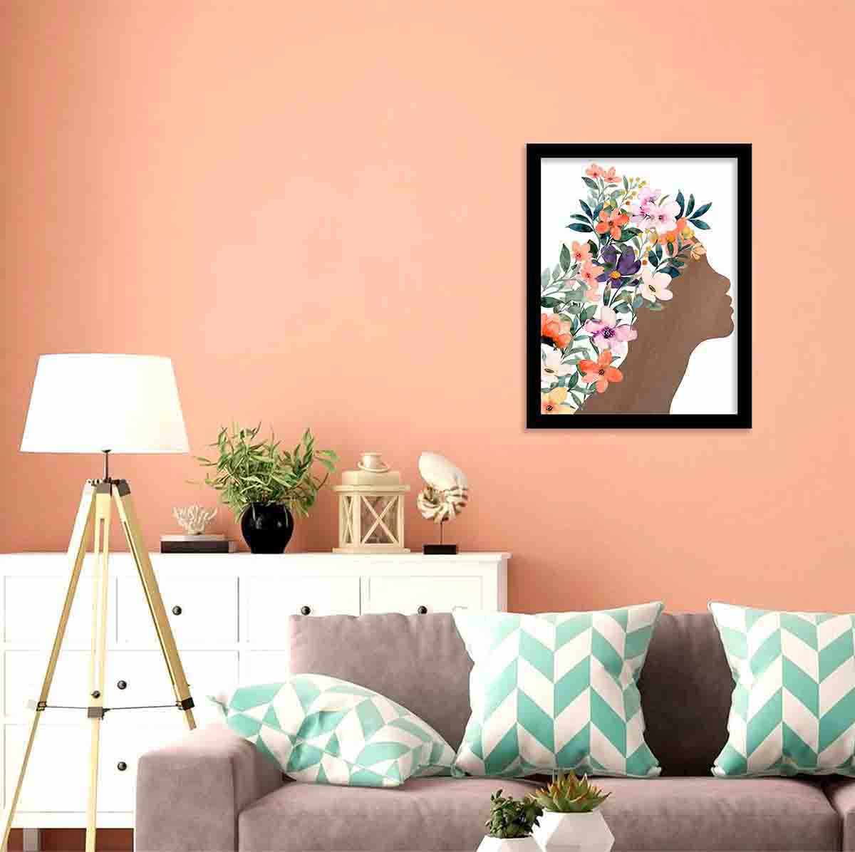 Stylish Flower Theme Wall Decor with Frame for Living Room-Kotart