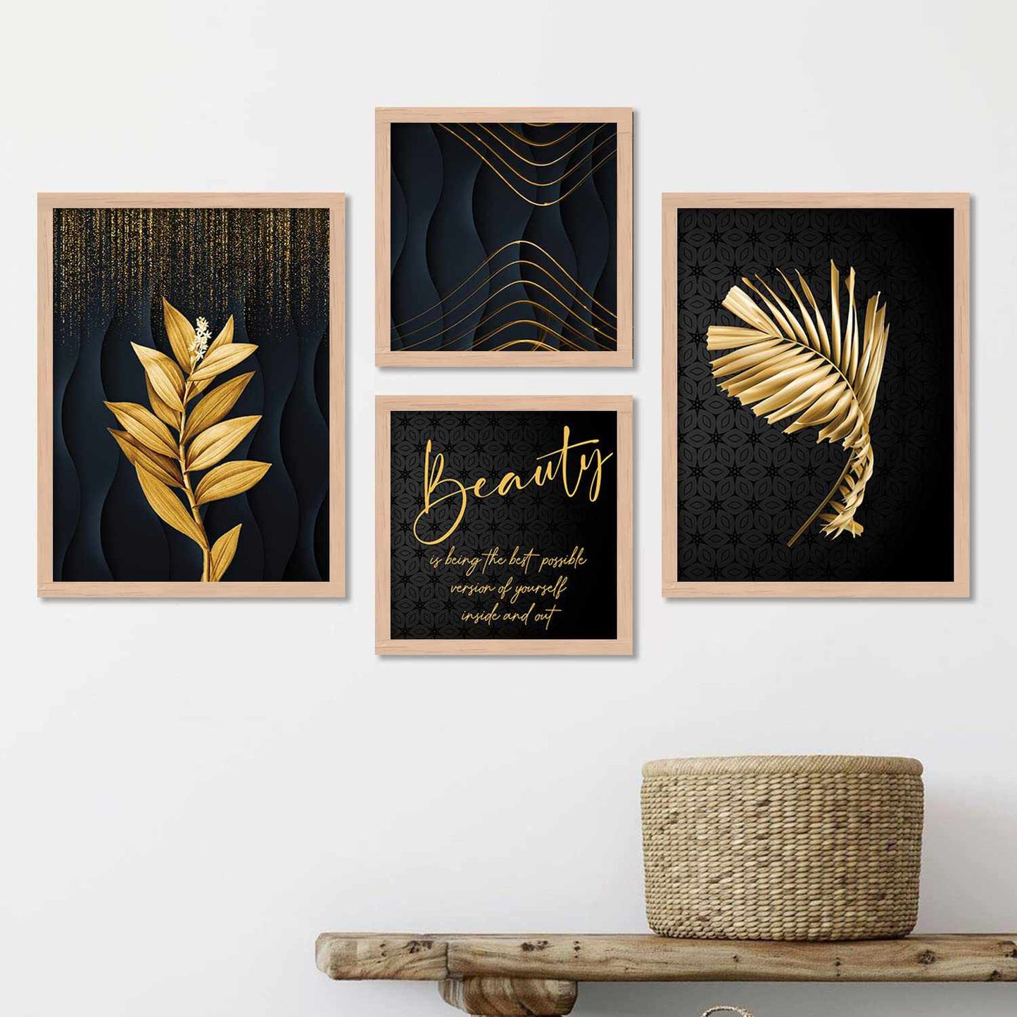 Stylish Golden Theme Modern Wall Art Frame for Living Room-Kotart