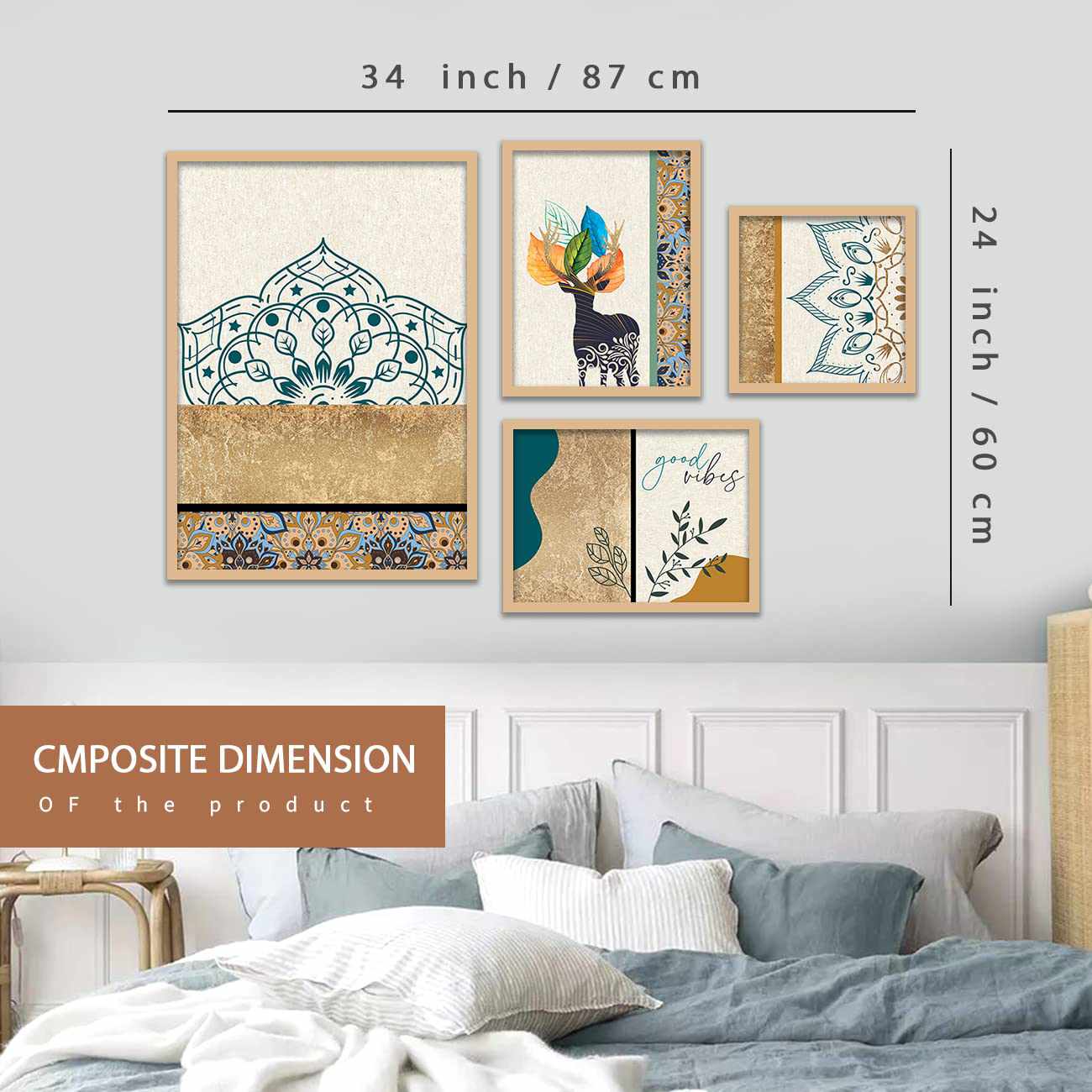 Stylish Wall Decor: Modern Art Paintings with Frame , Set of 4-Kotart