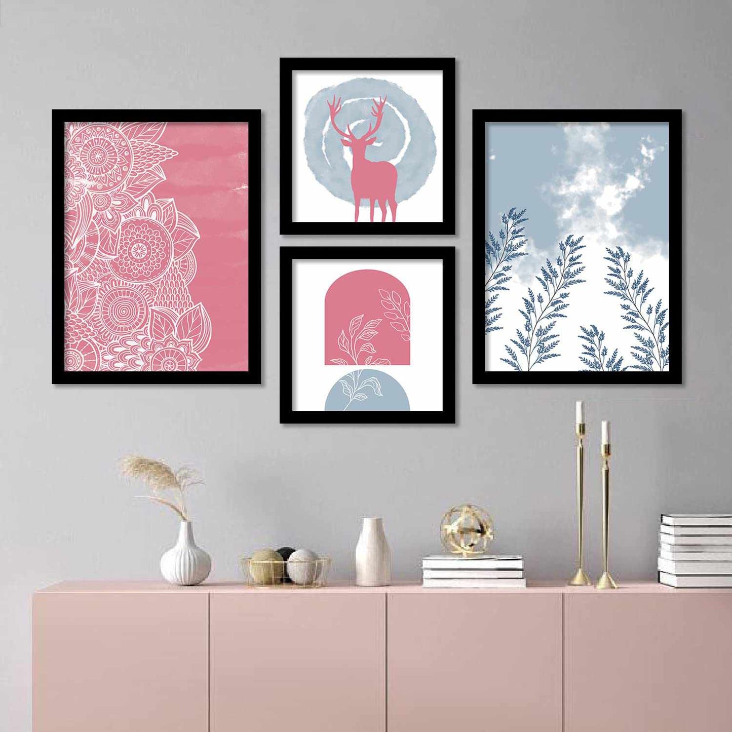 Stylish Wall Decor: Modern Art Paintings with Frame , Set of 4-Kotart