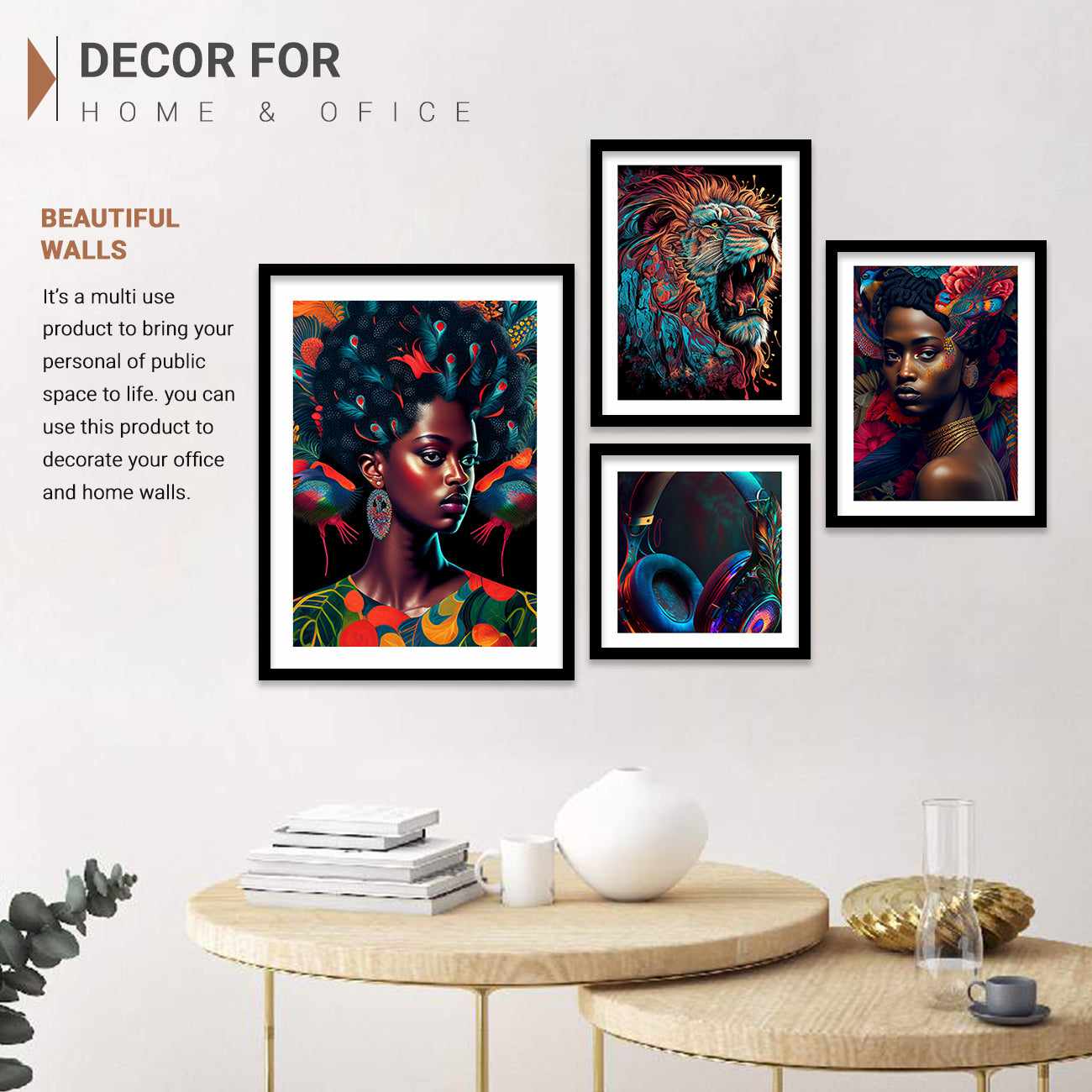 Vibrant Colors Modern Art Prints for Gallery Wall - Abstract Paintings with Frame-Kotart