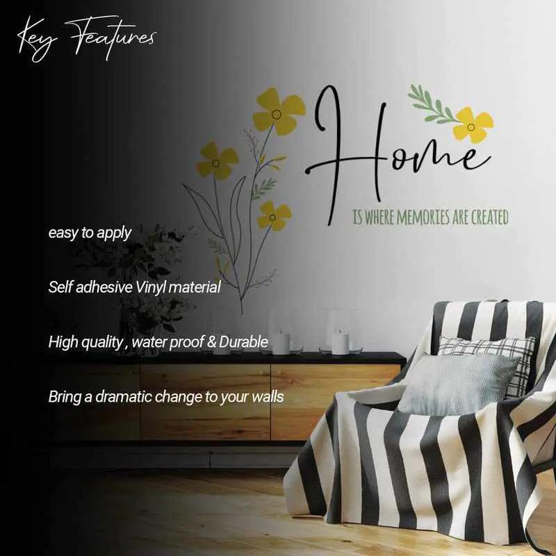 Vibrant Yellow Flowers Nature Inspired Wall Decals for Home Decor-Kotart