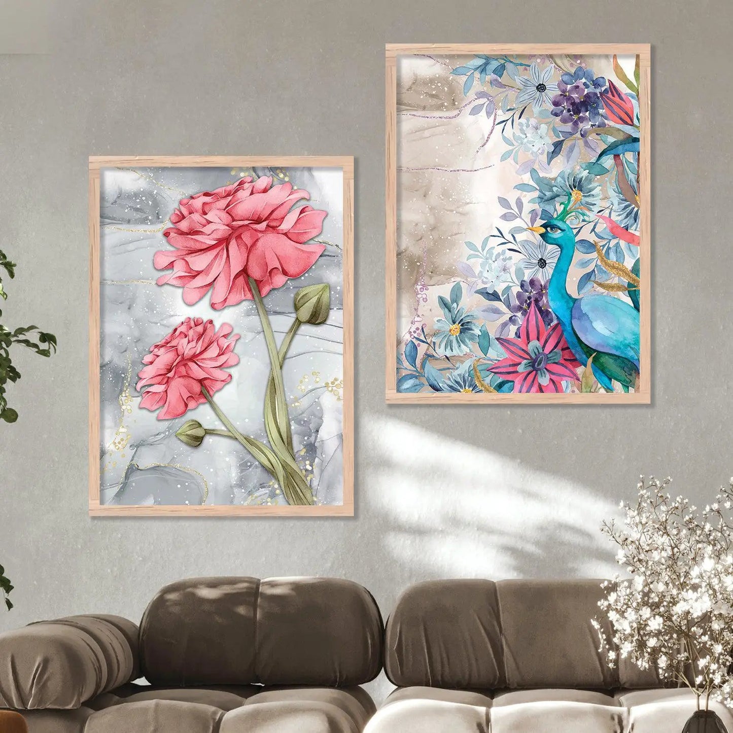Vibrant floral fantasies Magic: Modern Art Framed Prints for Wall Decor, Set of 2-Kotart