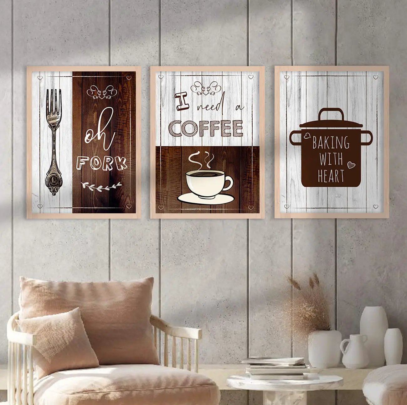 Wall Frame Set for Kitchen Restaurant & Bar Wall Decor - Food Quotes Posters Set-Kotart