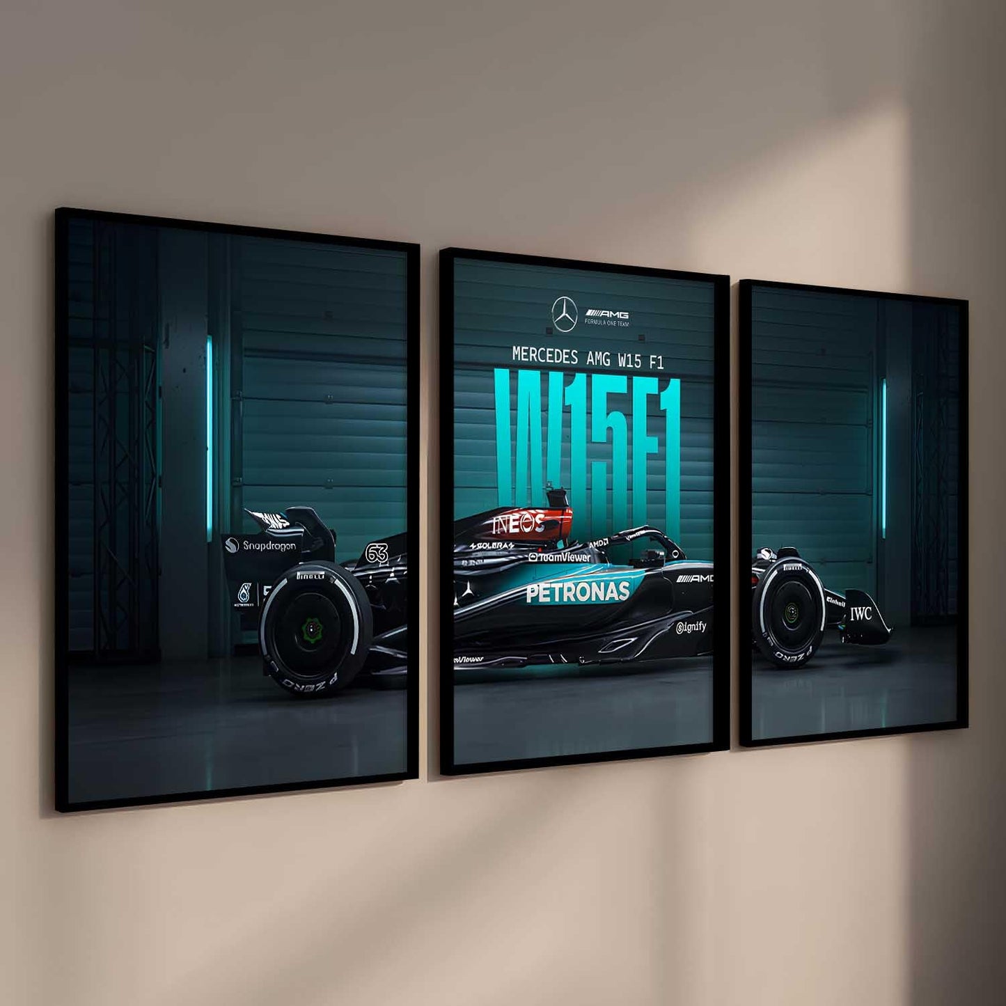 Big Mercedes F1 Car Wall Art Paintings for Living Room Bedroom