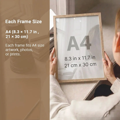 Photo Frame for Wall Decoration | Wooden Aesthetic Frame for Bedroom | Certificate Frame | Photo Frame for Certificate A4 Size Office Use Set of 3