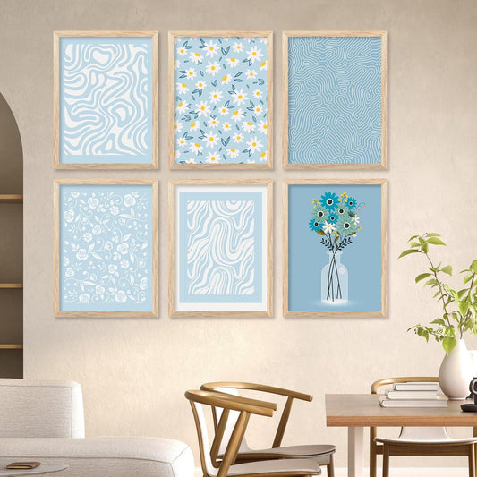 Boho Wall Art Paintings with Frame for Living Room Bedroom Home and Office Wall Decor Set of 6-Kotart