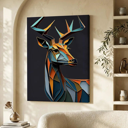 Vibrant Deer Art in Style of Pablo Picasso - Nature Inspired Deer Art for Living Room Bedroom Home and Office Wall decor