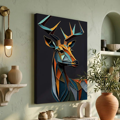 Vibrant Deer Art in Style of Pablo Picasso - Nature Inspired Deer Art for Living Room Bedroom Home and Office Wall decor