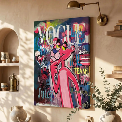 Vibrant Pink Panther Modern Art Canvas Print