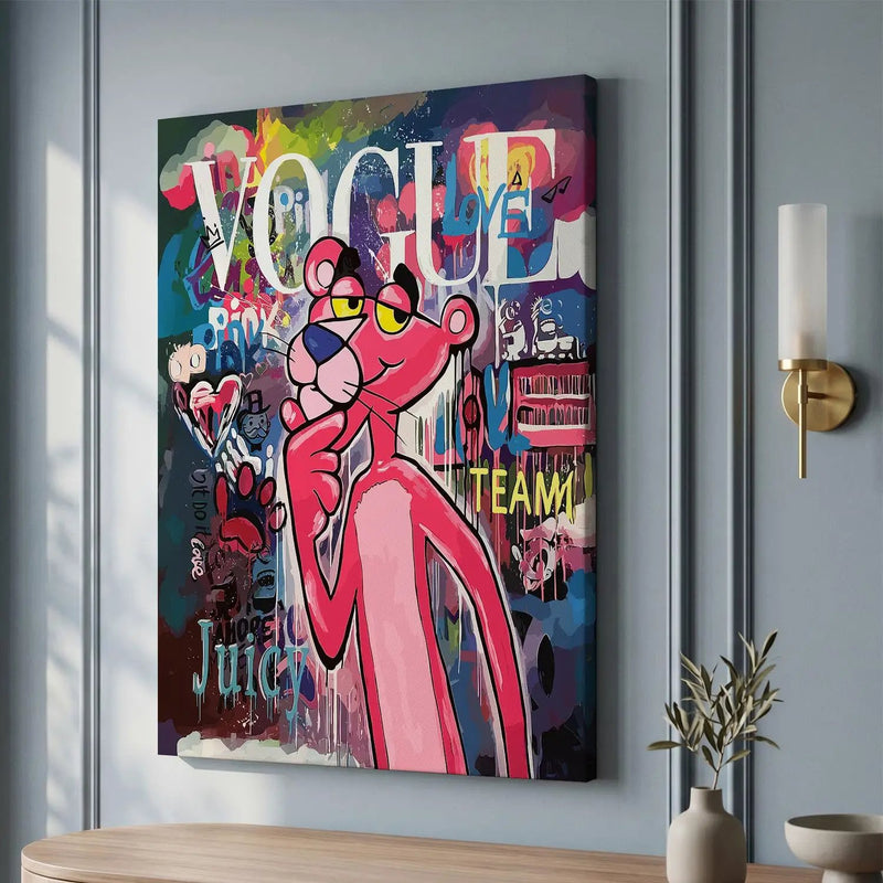 Vibrant Pink Panther Modern Art Canvas Print