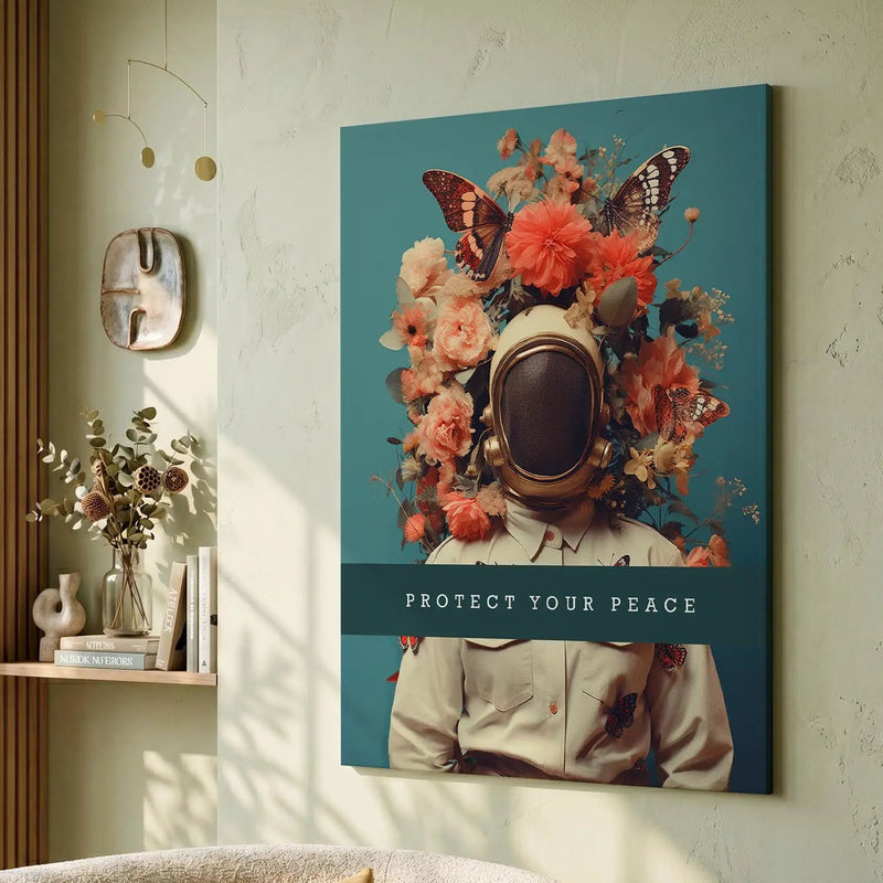 Protect Your Peace Floral Astronaut Canvas Art Print