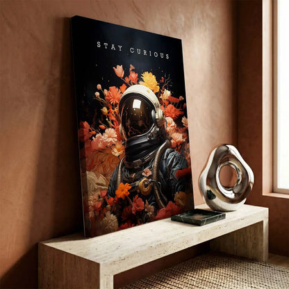 Stay Curious Astronaut Bloom Canvas Art Print