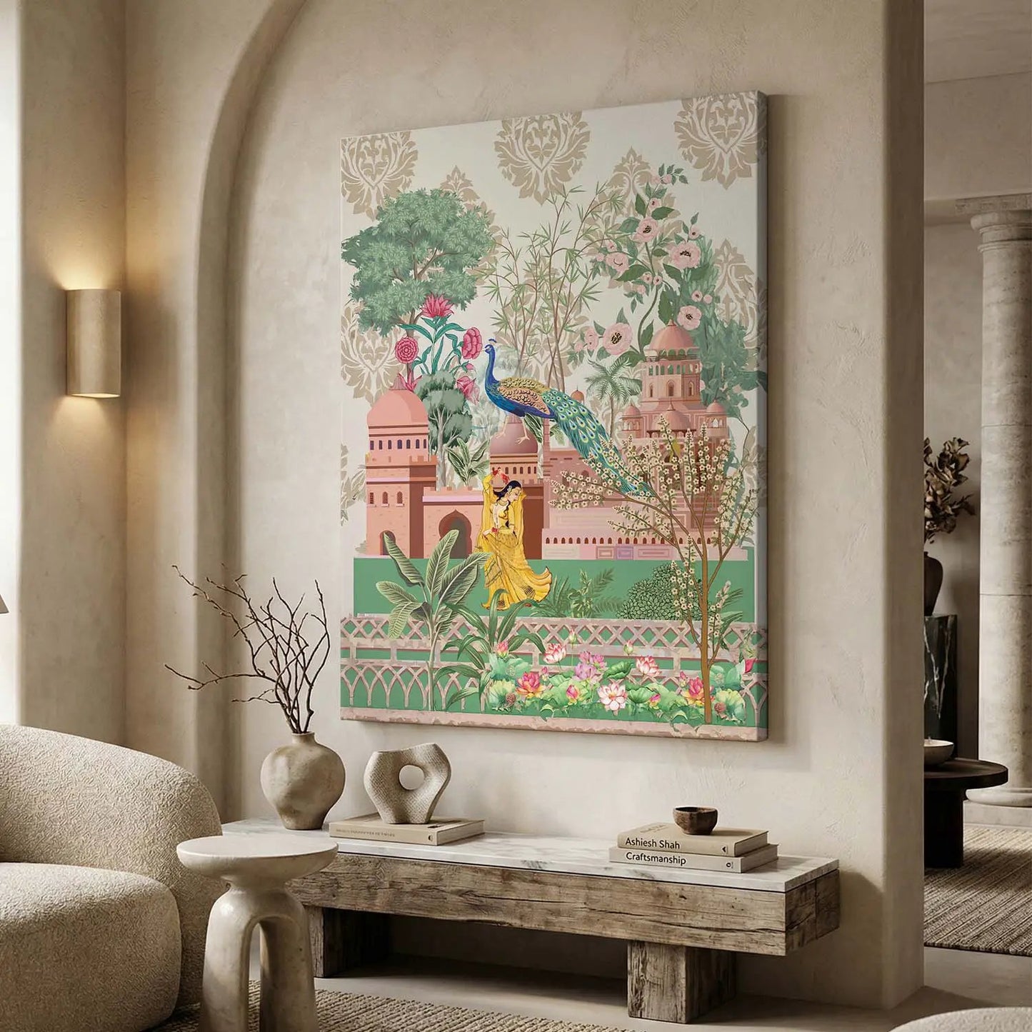 Traditional Indian Pichwai Art Canvas Print for Home Living Room Hotel Wall Decor