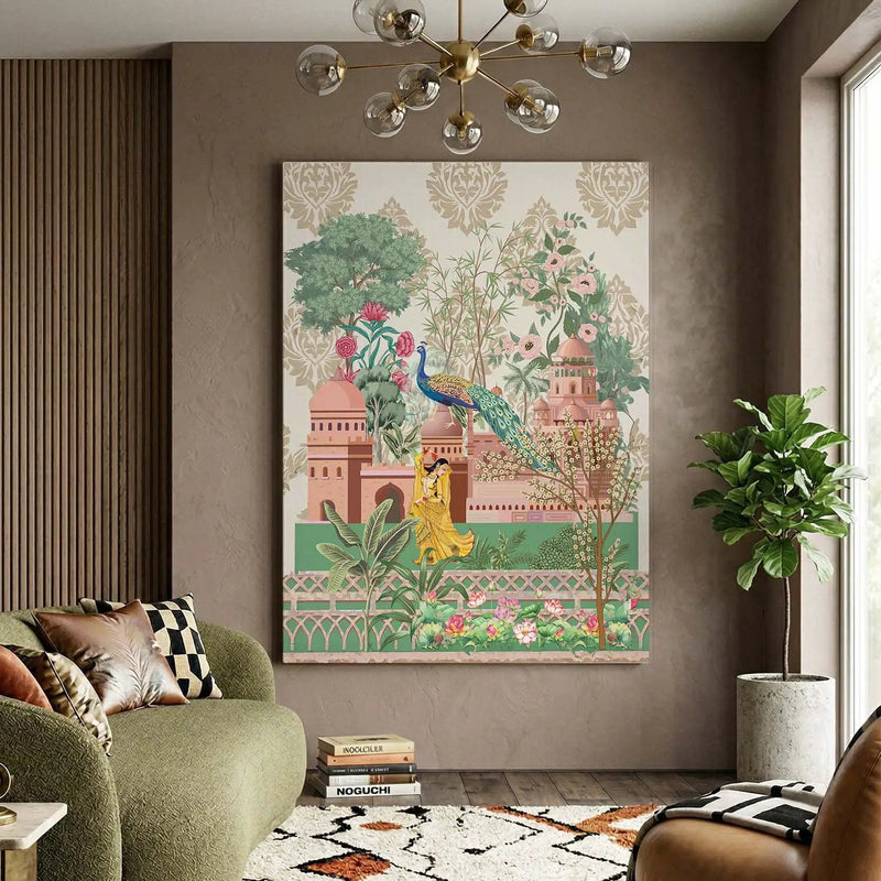 Traditional Indian Pichwai Art Canvas Print for Home Living Room Hotel Wall Decor