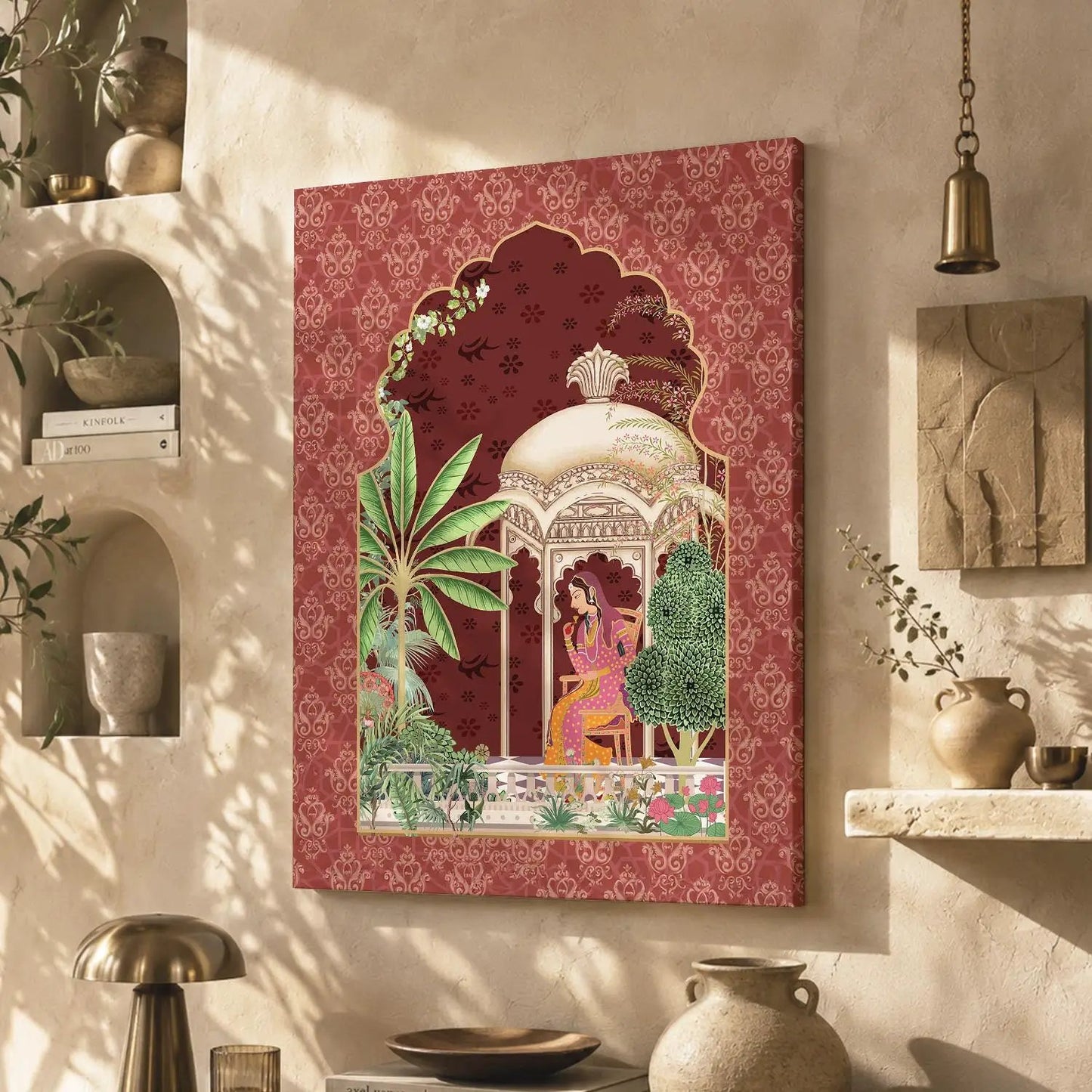 Traditional Indian Pichwai Art Canvas Print for Living Room Hotel & Home Wall Decoration