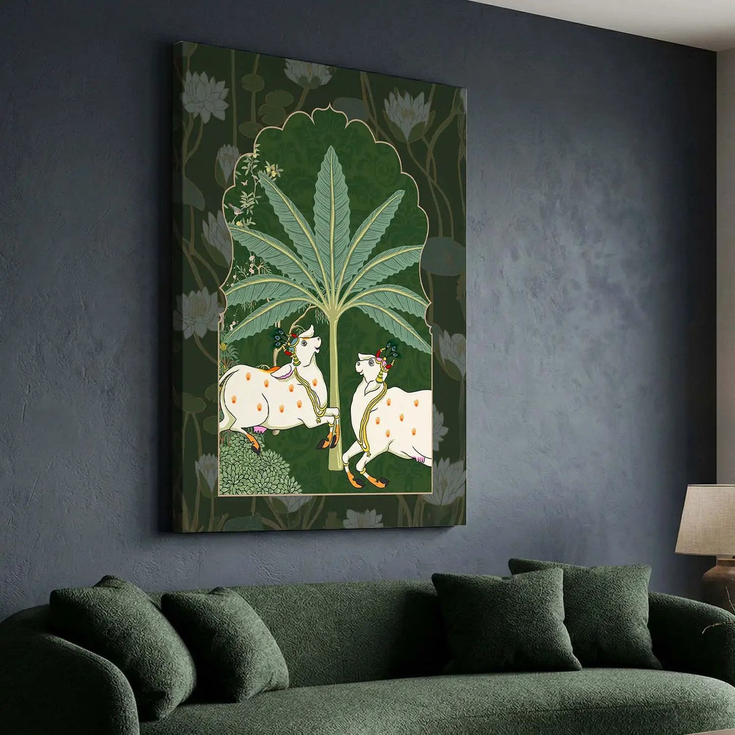 Traditional Indian Pichwai Art Canvas Print for Living Room Hotel & Home Wall Decoration