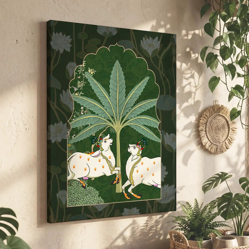 Traditional Indian Pichwai Art Canvas Print for Living Room Hotel & Home Wall Decoration