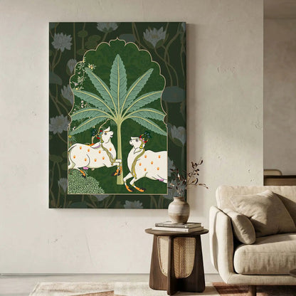 Traditional Indian Pichwai Art Canvas Print for Living Room Hotel & Home Wall Decoration
