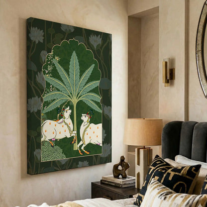 Traditional Indian Pichwai Art Canvas Print for Living Room Hotel & Home Wall Decoration