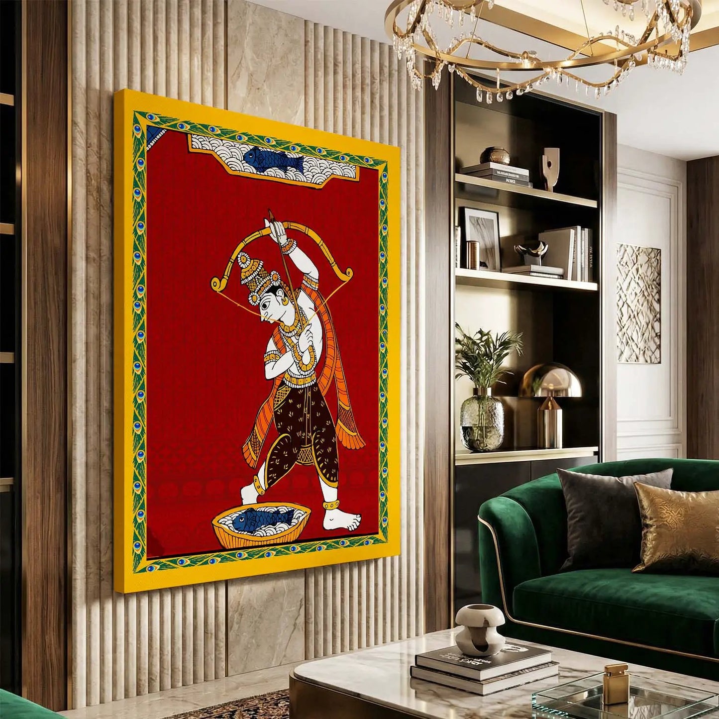 Traditional Inidan Folk Art -  Cheriyal scroll Canvas Art Prints For Home Decor Wall Decor