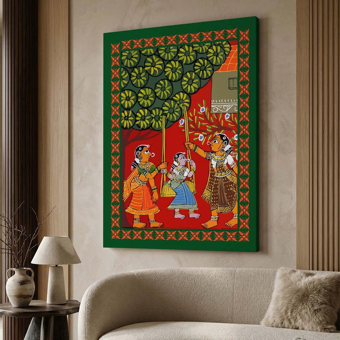 Traditional Inidan Folk Art -  Cheriyal scroll Canvas Art Prints For Home Decor Wall Decor