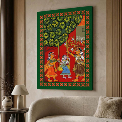 Traditional Inidan Folk Art -  Cheriyal scroll Canvas Art Prints For Home Decor Wall Decor
