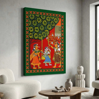 Traditional Inidan Folk Art -  Cheriyal scroll Canvas Art Prints For Home Decor Wall Decor
