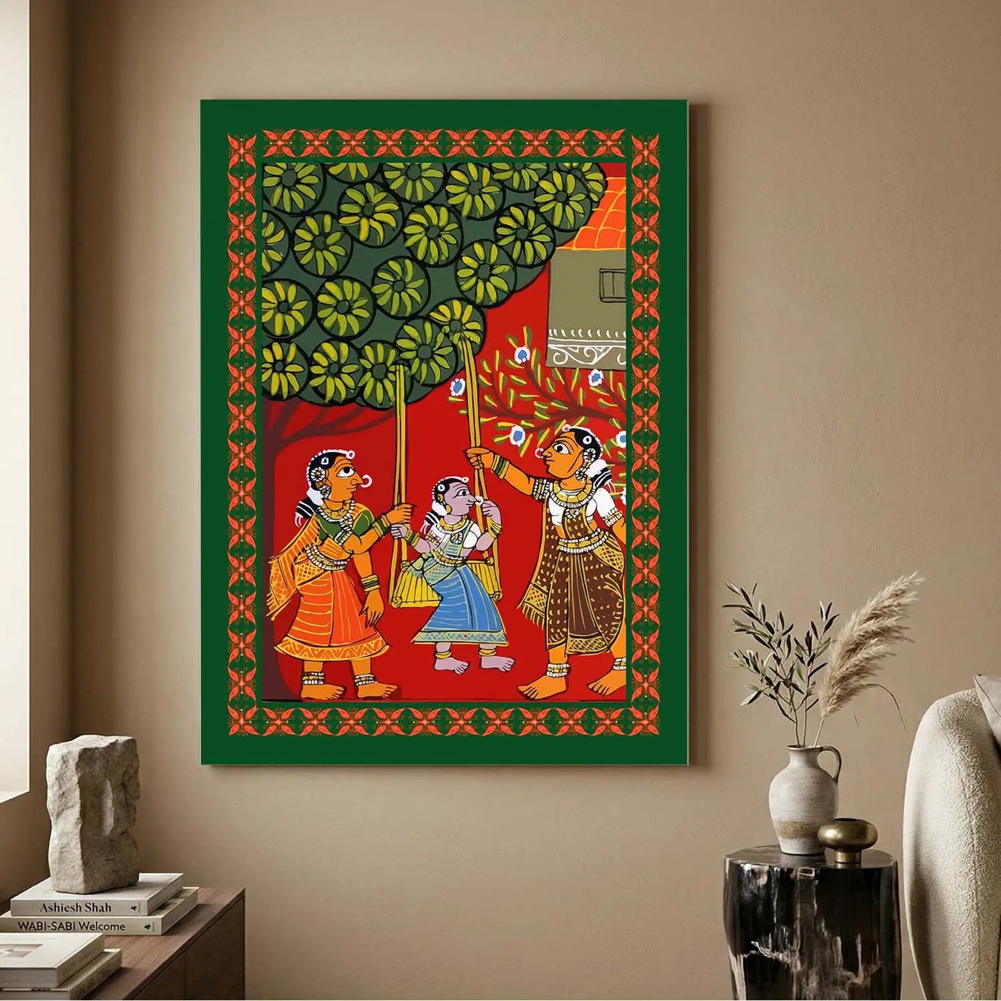 Traditional Inidan Folk Art -  Cheriyal scroll Canvas Art Prints For Home Decor Wall Decor
