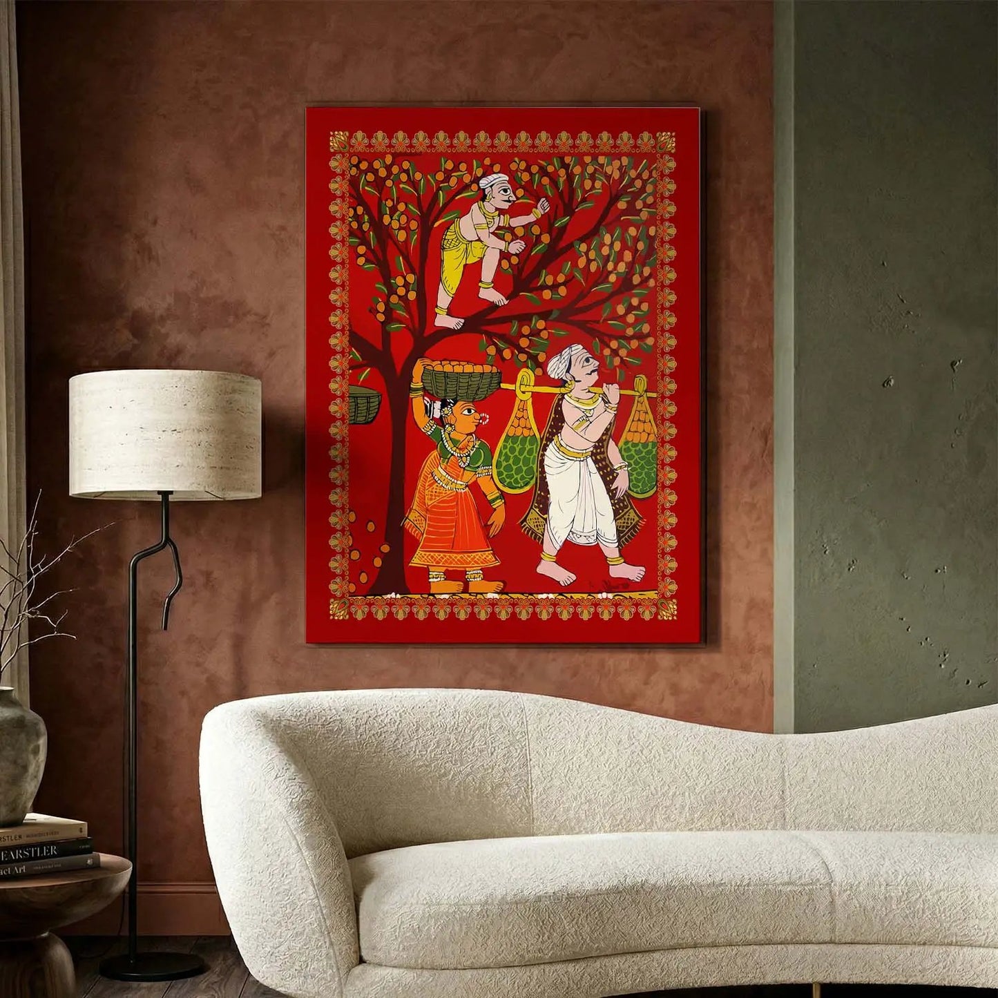 Traditional Inidan Folk Art -  Cheriyal scroll Canvas Art Prints For Home Decor Wall Decor