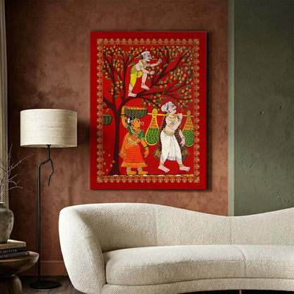 Traditional Inidan Folk Art -  Cheriyal scroll Canvas Art Prints For Home Decor Wall Decor