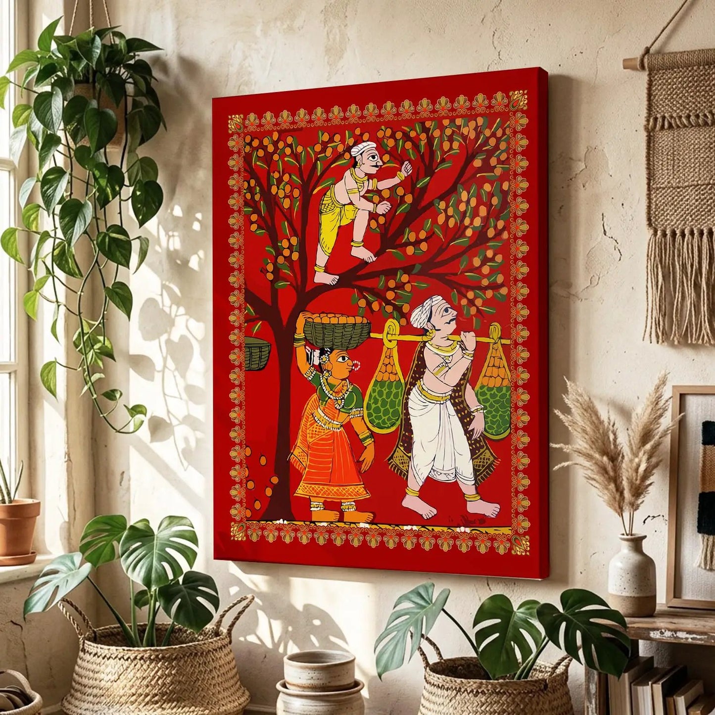Traditional Inidan Folk Art -  Cheriyal scroll Canvas Art Prints For Home Decor Wall Decor