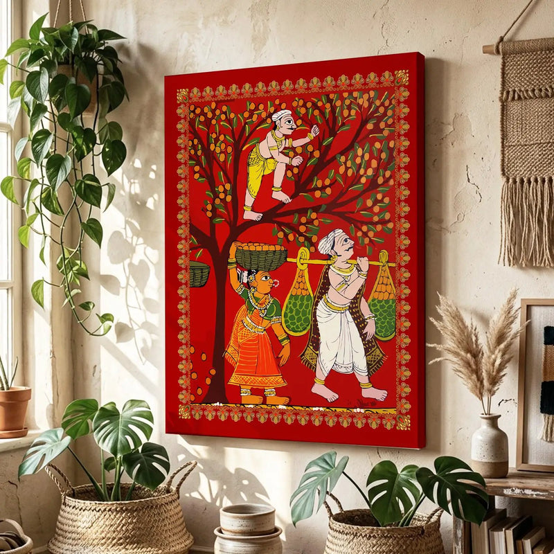 Traditional Inidan Folk Art -  Cheriyal scroll Canvas Art Prints For Home Decor Wall Decor