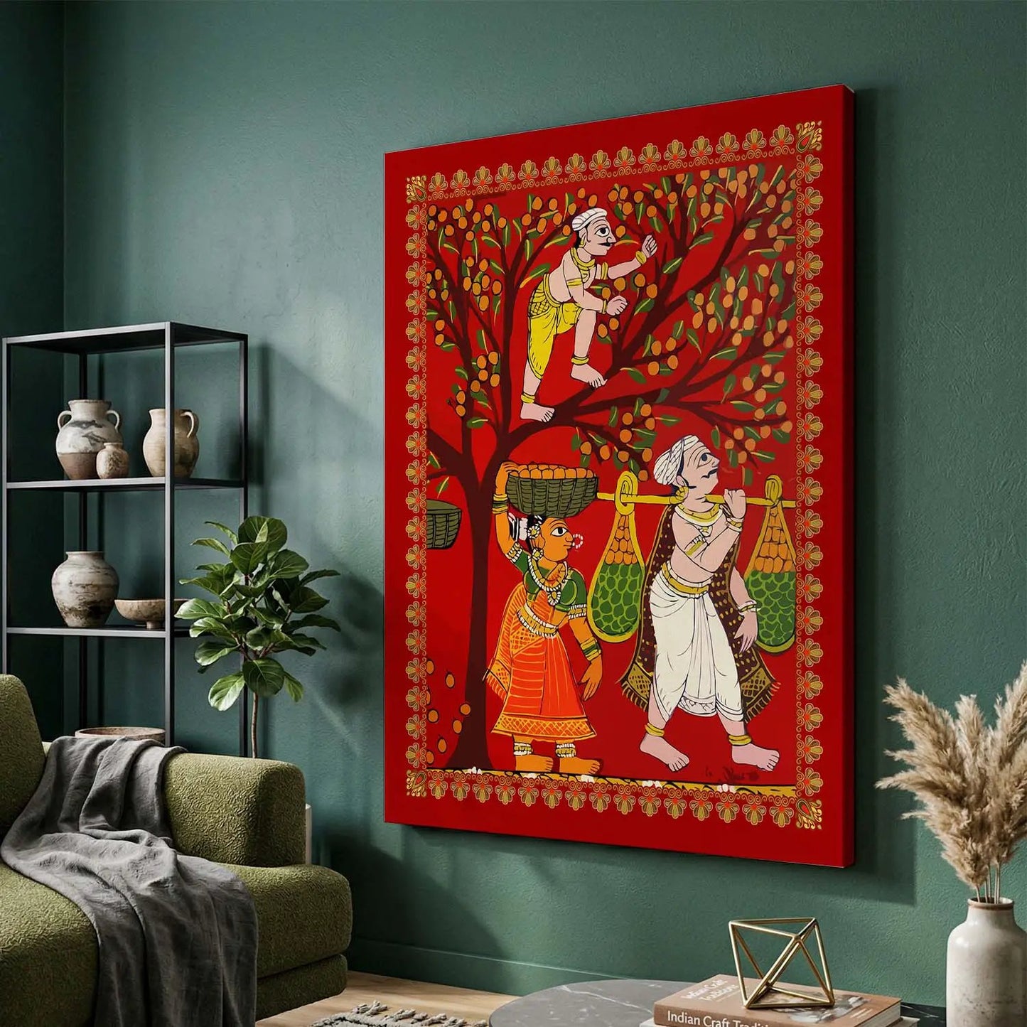 Traditional Inidan Folk Art -  Cheriyal scroll Canvas Art Prints For Home Decor Wall Decor