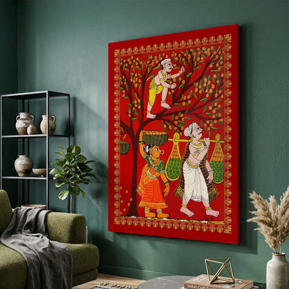 Traditional Inidan Folk Art -  Cheriyal scroll Canvas Art Prints For Home Decor Wall Decor