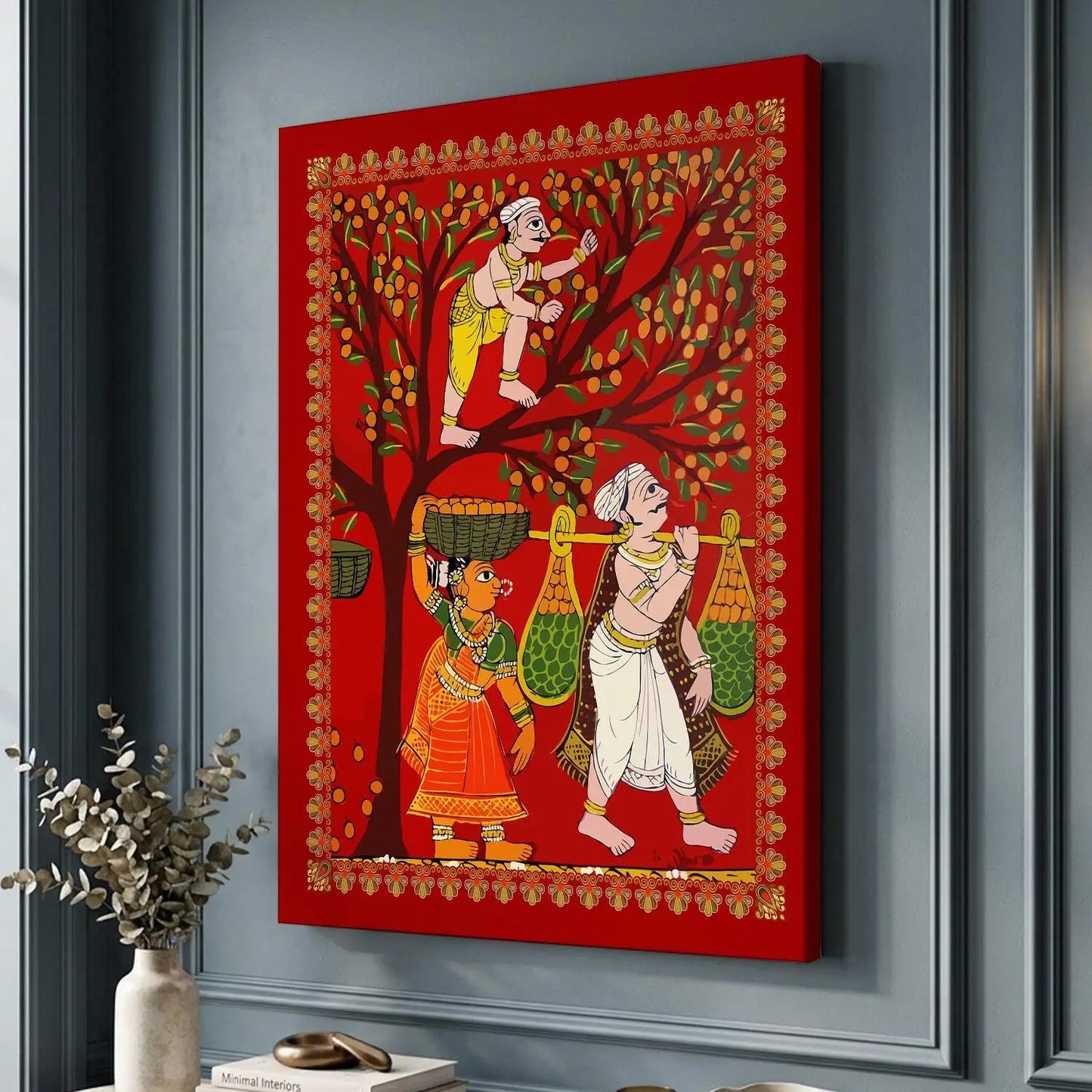 Traditional Inidan Folk Art -  Cheriyal scroll Canvas Art Prints For Home Decor Wall Decor
