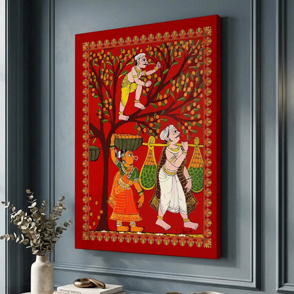 Traditional Inidan Folk Art -  Cheriyal scroll Canvas Art Prints For Home Decor Wall Decor