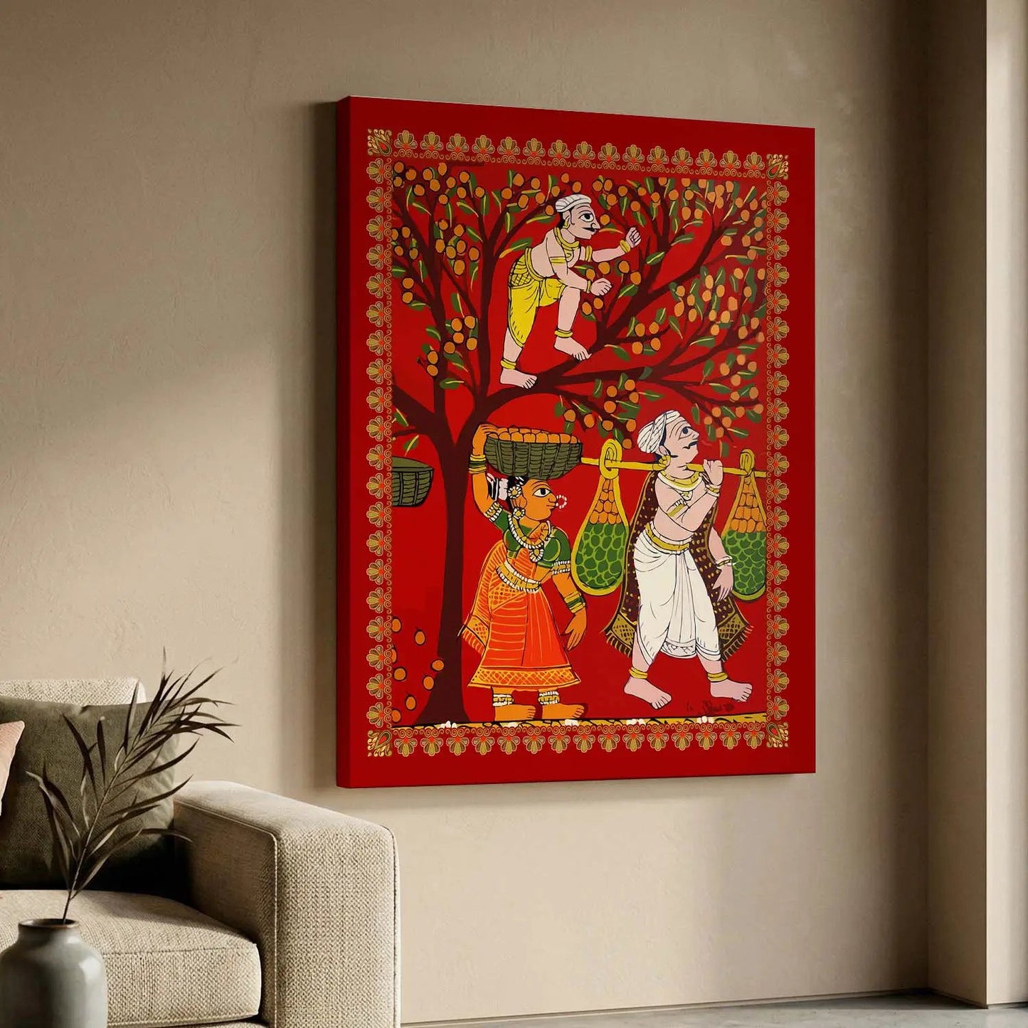 Traditional Inidan Folk Art -  Cheriyal scroll Canvas Art Prints For Home Decor Wall Decor