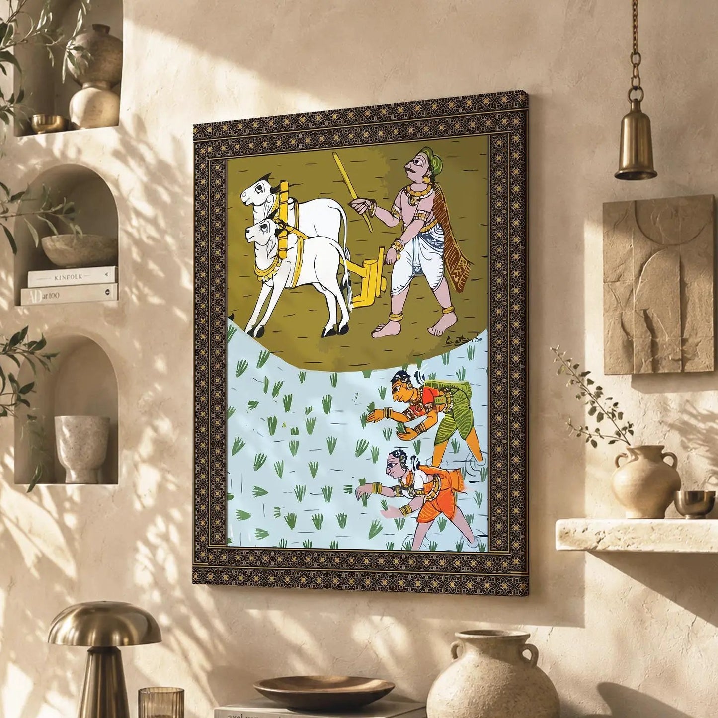 Traditional Inidan Folk Art -  Cheriyal scroll Canvas Art Prints For Home Decor Wall Decor