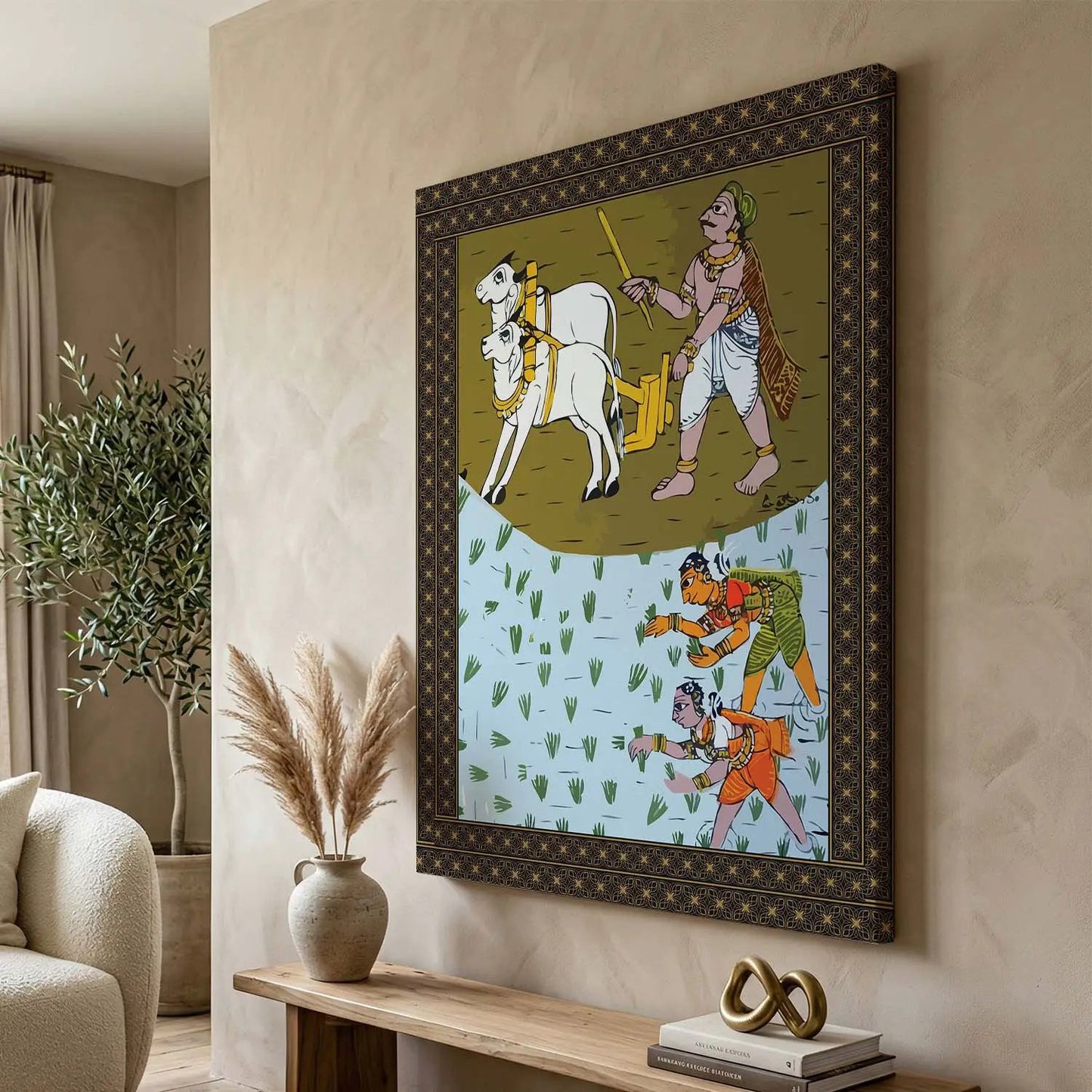 Traditional Inidan Folk Art -  Cheriyal scroll Canvas Art Prints For Home Decor Wall Decor