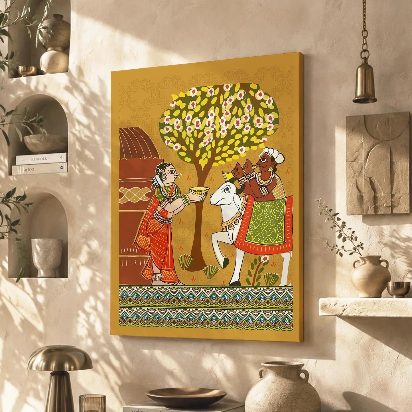 Traditional Inidan Folk Art -  Cheriyal scroll Canvas Art Prints For Home Decor Wall Decor