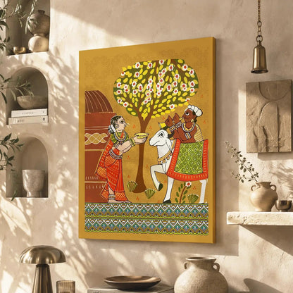 Traditional Inidan Folk Art -  Cheriyal scroll Canvas Art Prints For Home Decor Wall Decor