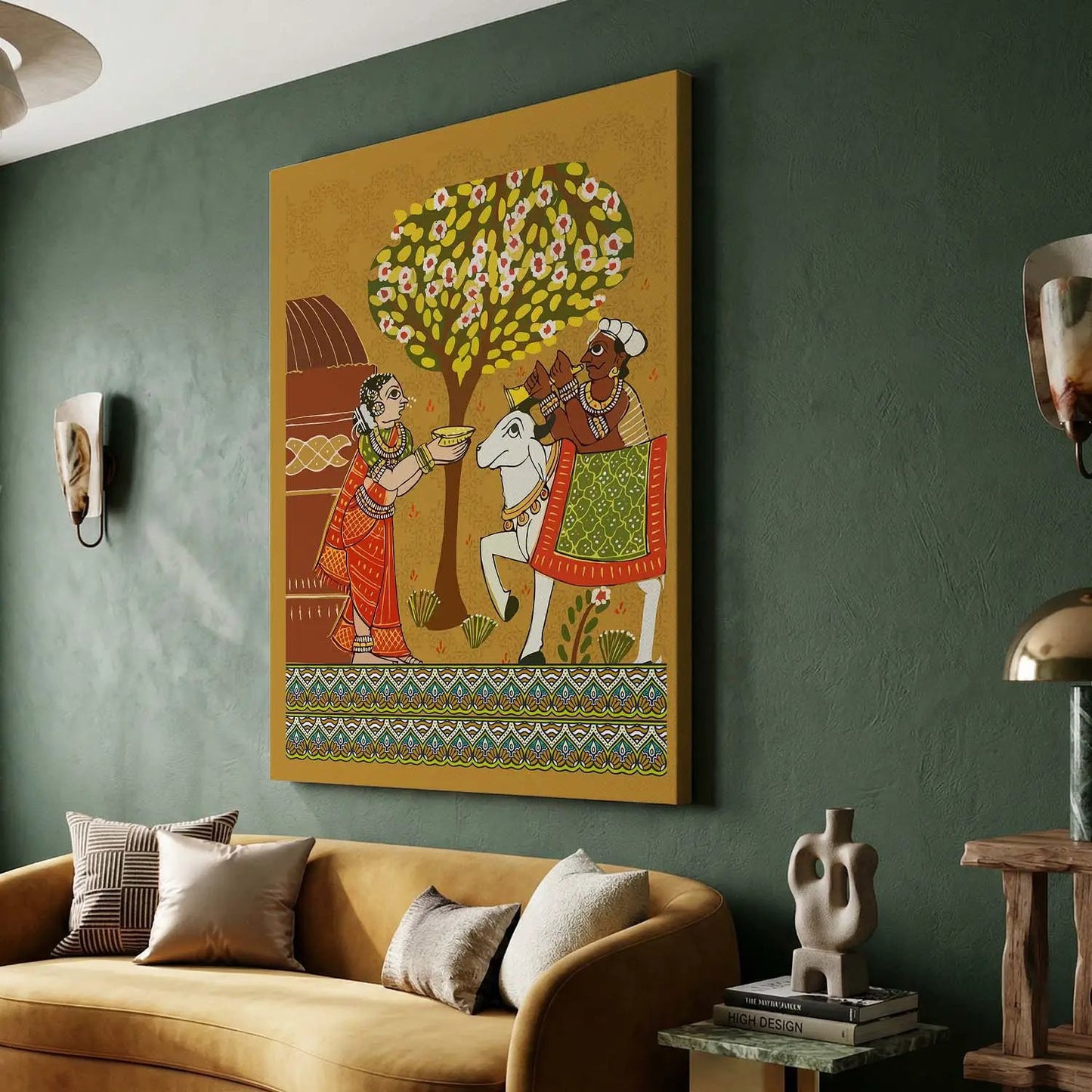 Traditional Inidan Folk Art -  Cheriyal scroll Canvas Art Prints For Home Decor Wall Decor