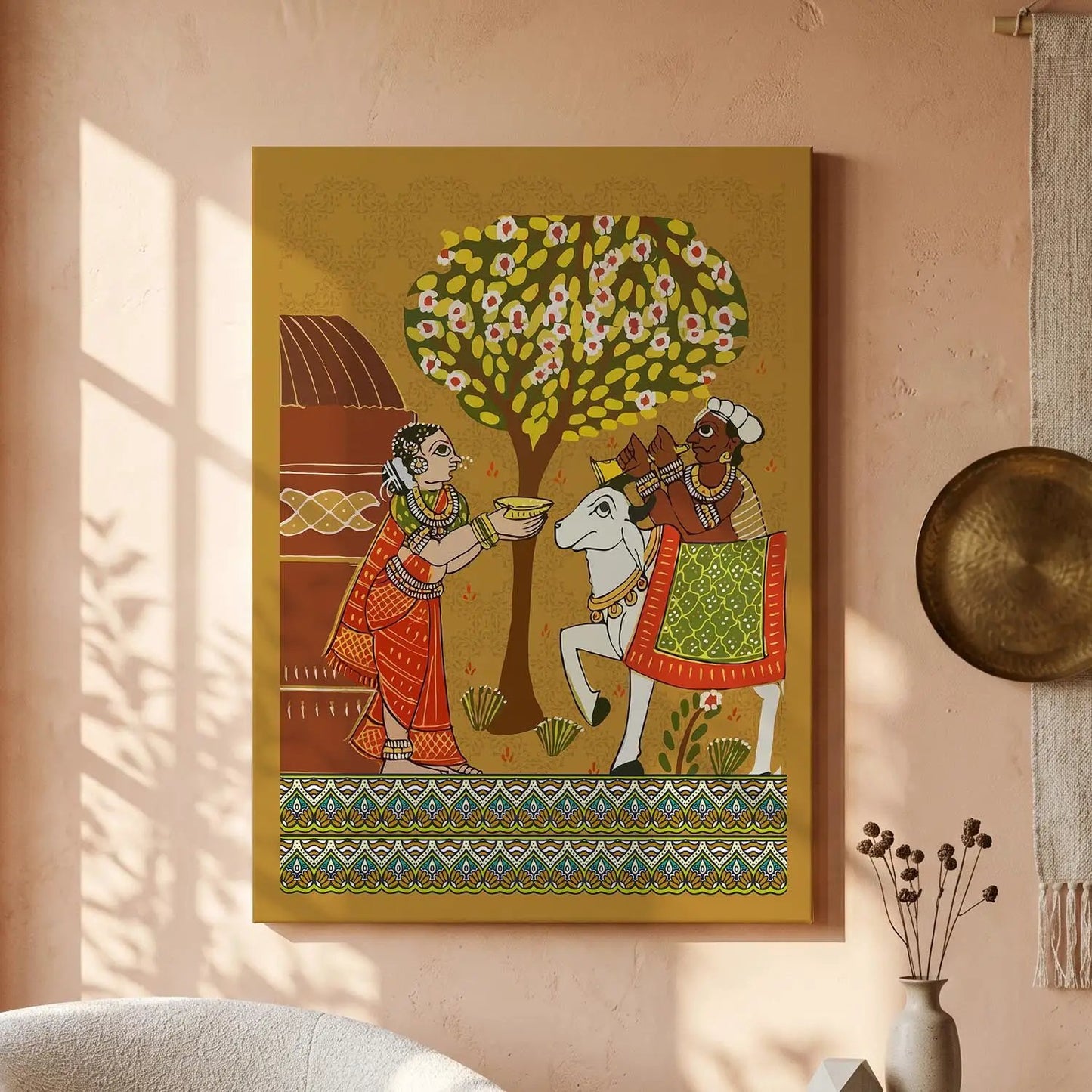 Traditional Inidan Folk Art -  Cheriyal scroll Canvas Art Prints For Home Decor Wall Decor