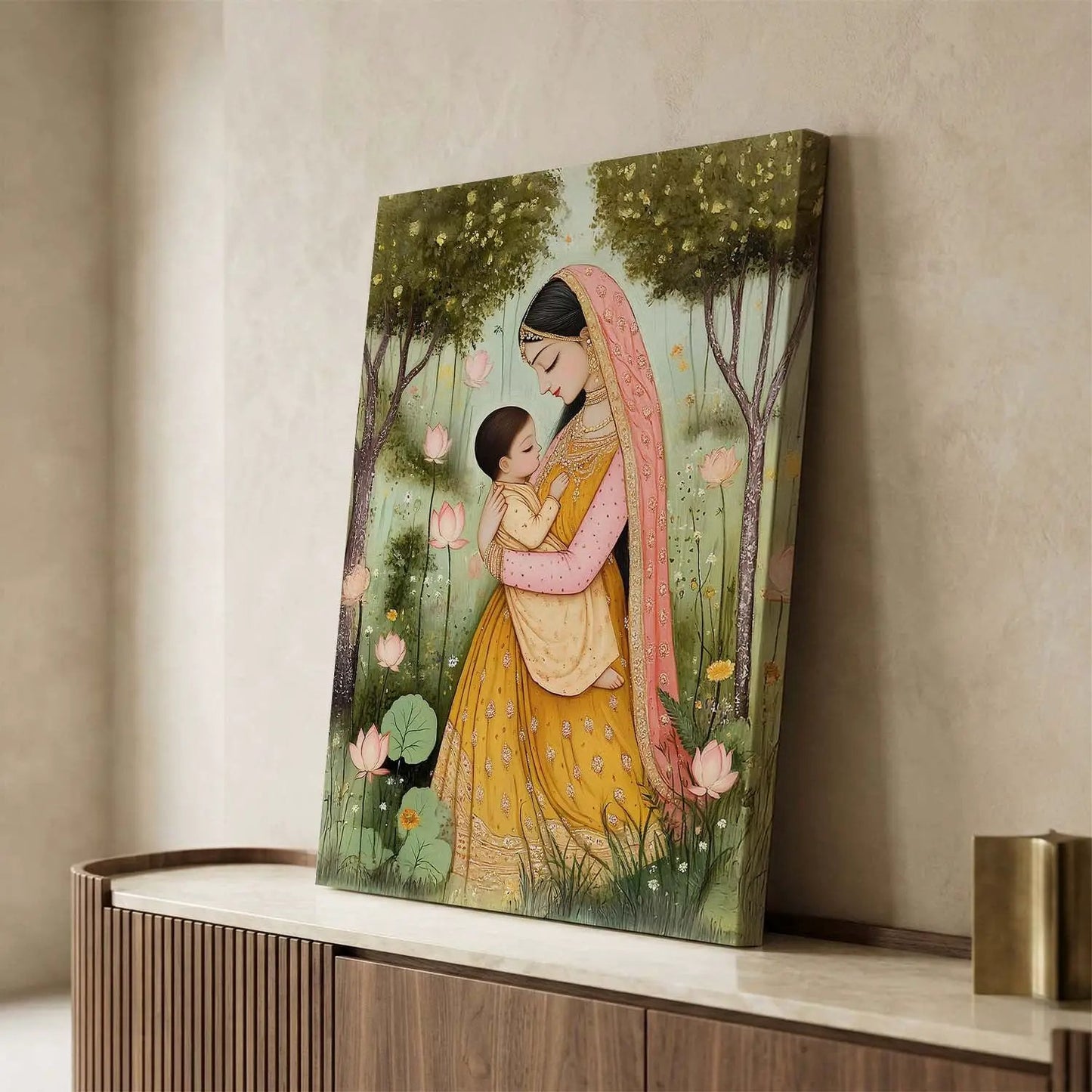 Traditional Inidan Folk Art -  Kangra Art Canvas Prints For Home Decor Wall Decor