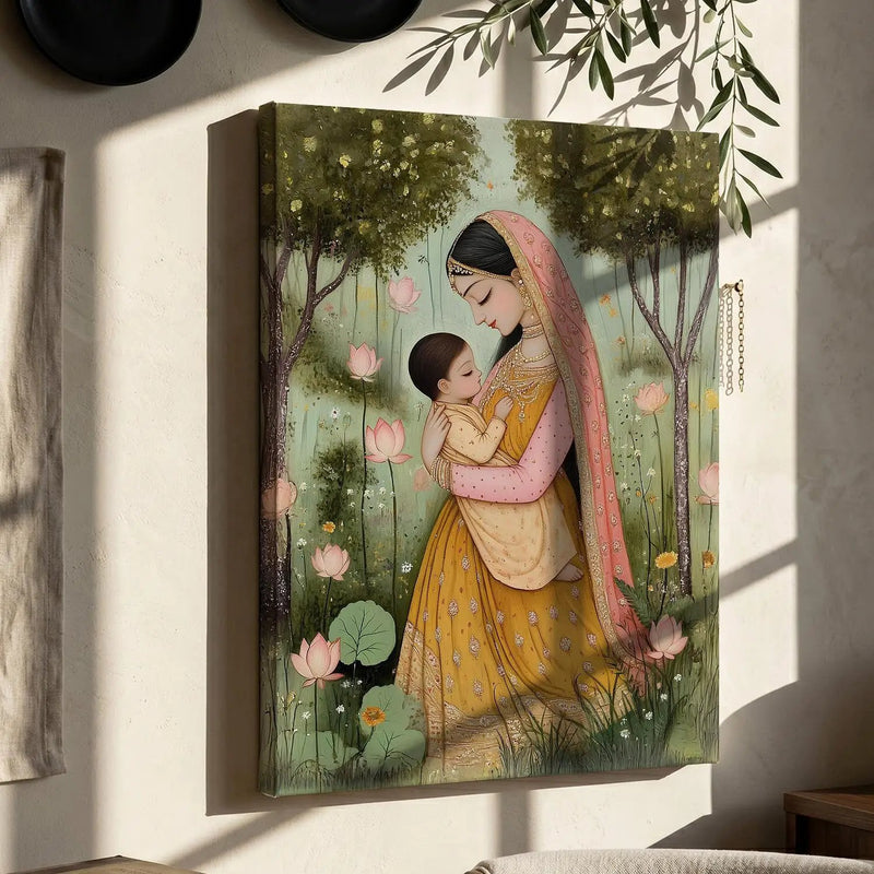 Traditional Inidan Folk Art -  Kangra Art Canvas Prints For Home Decor Wall Decor