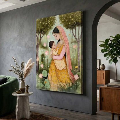 Traditional Inidan Folk Art -  Kangra Art Canvas Prints For Home Decor Wall Decor